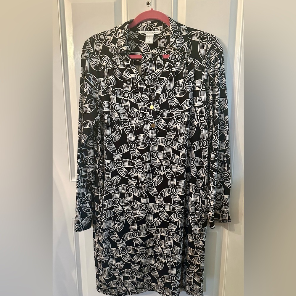 Diane Von Furstenberg Black and White Floral Dress